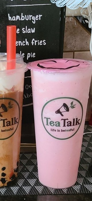 TeaTalk Boba pink strawberry slushy