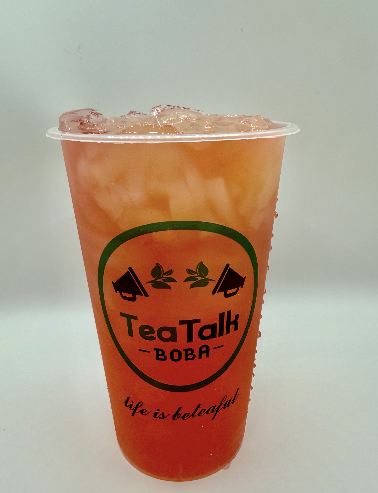 TeaTalk Boba orange-strawberry refresher with crystal boba